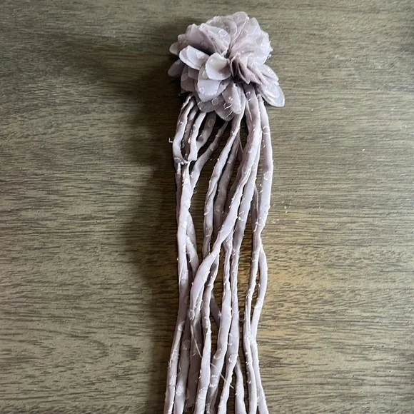 Gray rosette tiered ruffle mesh mini dress M fairycore coquette brunch soft girl - Picture 15 of 16